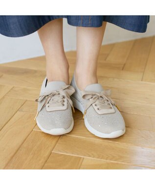 Riz raffinee <Riz raffinee>ラインストーンニットスニーカー ライトベージュ