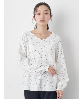 earth music&ecology スカラップブラウス Dot