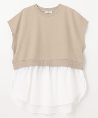 ANY L 裏毛レイヤード風トップス ベージュ