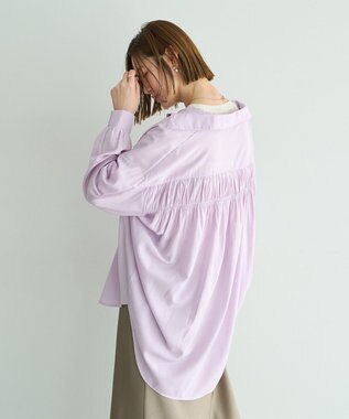 YECCA VECCA バックギャザーロングシャツ Lavender