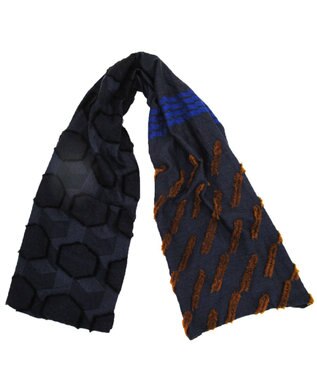 POLS ウールカットジャカードストール ブラック