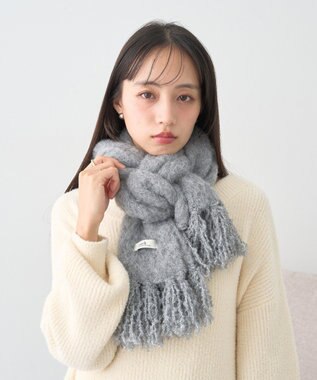 earth music&ecology ループヤーンフリンジマフラー Gray