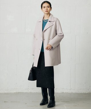 自由区 S ウールリバーダブルブレストコート ライトグレージュ