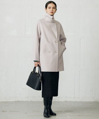 自由区 S ウールリバーダブルブレストコート ライトグレージュ