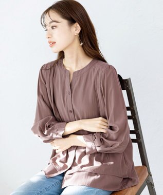 Tiaclasse 【新色追加・洗える】重ねヘムタックブラウス モカ