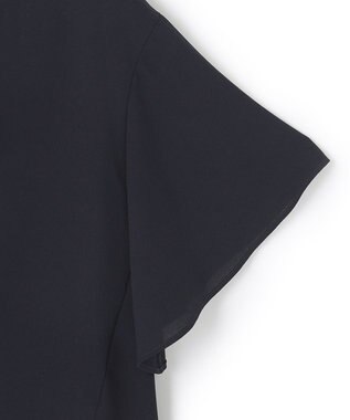 23区 【洗える】バックサテンアムンゼン ネックステッチ ブラウス ネイビー系