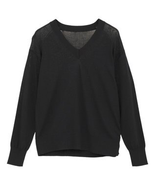 YECCA VECCA Vネックスリットニット Black