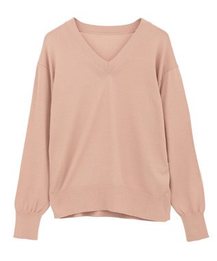 YECCA VECCA Vネックスリットニット Pink