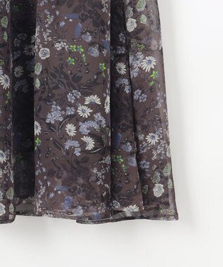 自由区 【セットアップ対応・洗える】ボタニカルフラワープリントティアード スカート セピア系