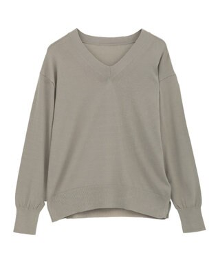 YECCA VECCA Vネックスリットニット Gray Beige