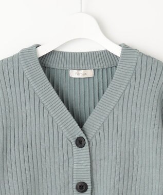 Feroux 【洗える】ペプラム カーディガン ライトグリーン系