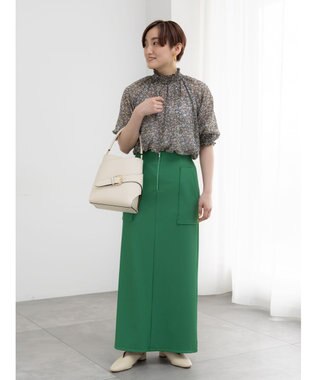 Te chichi フロントZIPトリコットタイトスカート グリーン