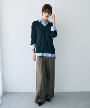 YECCA VECCA Vネックスリットニット Black