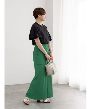 Te chichi フロントZIPトリコットタイトスカート グリーン