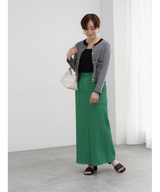 Te chichi フロントZIPトリコットタイトスカート グリーン