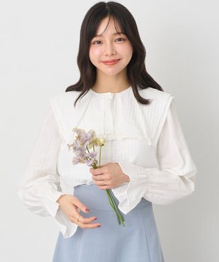 earth music&ecology ２ＷＡＹスクエアラッフルカラーブラウス Off White