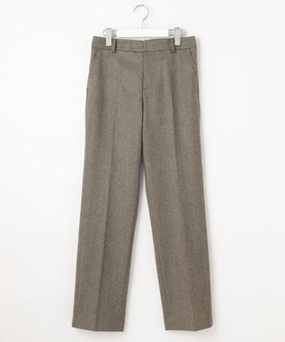 J.PRESS LADIES 【セットアップ対応】ウールストレッチツイード ストレート パンツ ダークブラウン系