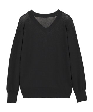 YECCA VECCA Vネックスリットニット Black