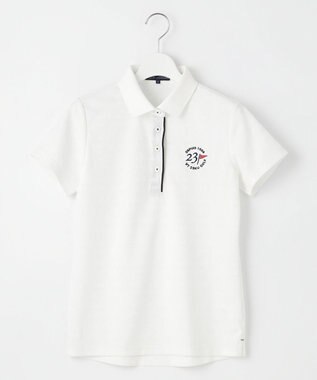 23区GOLF 【WOMEN】フラッグロゴジャガード ポロシャツ ホワイト系