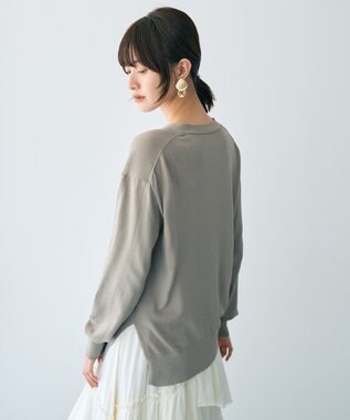 YECCA VECCA Vネックスリットニット Gray Beige
