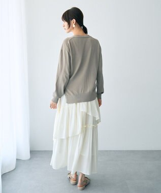 YECCA VECCA Vネックスリットニット Gray Beige