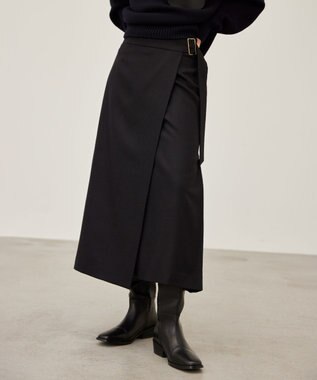 BEIGE， TERNES / ウールナローラップスカート Black