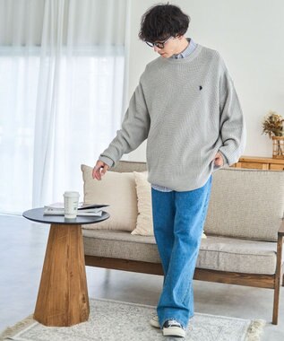 WEGO U.S. POLO ASSN.|別注畔編みニットプルオーバー 杢グレー