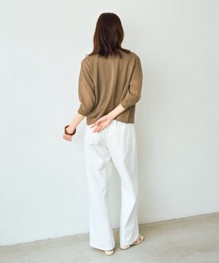 YECCA VECCA ノーカラー7分袖ポケットカーディガン Dark Beige