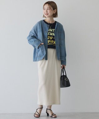 AMERICAN HOLIC ノーカラーデニムカバーオール Light Indigo