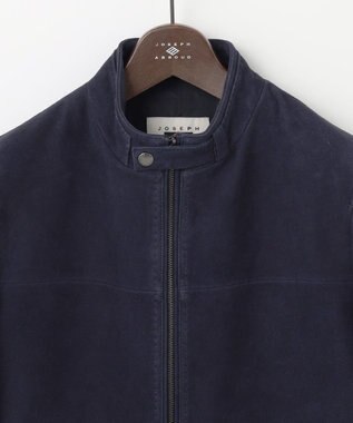 JOSEPH ABBOUD 【キングサイズ・スプリングレザー/スウェード】ゴートスウェード シングル ライダース ネイビー系