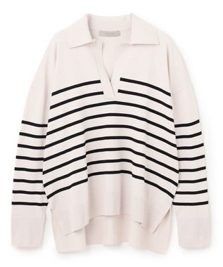 UNFILO L マイビューティ スキッパーニット アイボリー×ブラック