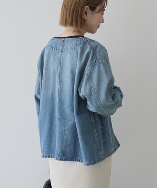 AMERICAN HOLIC ノーカラーデニムカバーオール Light Indigo