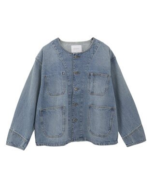 AMERICAN HOLIC ノーカラーデニムカバーオール Light Indigo