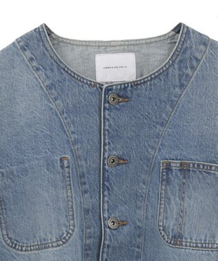AMERICAN HOLIC ノーカラーデニムカバーオール Light Indigo