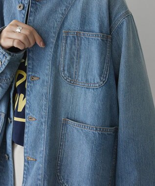 AMERICAN HOLIC ノーカラーデニムカバーオール Light Indigo