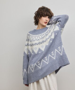 GRACE CONTINENTAL フェアアイルニットトップ ブルー