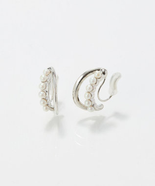 Phoebe 〈痛くないシリーズ/アレルギー対応〉プチパールダブルフープライトフィットイヤリング　シルバー