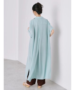 AMERICAN HOLIC 楊柳Ｗポケット開襟ワンピース Sax