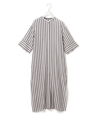 ICB 【接触冷感・洗える】 キュプラローンストライプ ワンピース ブラックストライプ系