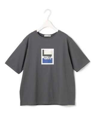 ICB 【新色追加・接触冷感・UVケア・洗える】 ロゴTEE チャコール［コラージュモチーフ］系