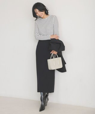 UNFILO ナローライン ニットスカート ブラック