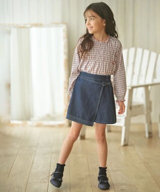 組曲 KIDS 【110-140cm】シャーリングブラウス Tシャツ クロスチェック系5