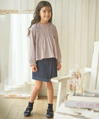 組曲 KIDS 【110-140cm】シャーリングブラウス Tシャツ クロスチェック系5