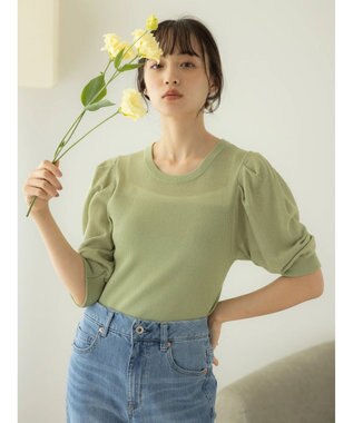 earth music&ecology シアーパワショルニットプルオーバー Mint