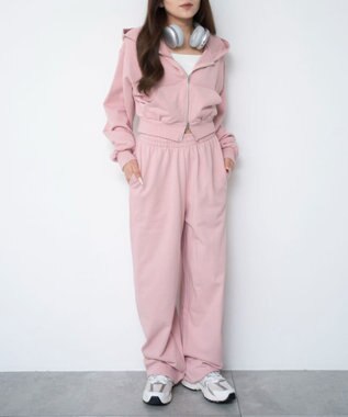 WEGO 【ウエストゴム/XSSMサイズ展開】スウェットワイドパンツ ピンク