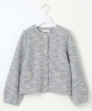 ANY SIS L 【洗える】ネップツイード ジャケット ブルー系