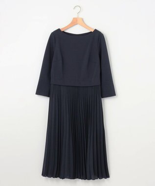 組曲 【KUMIKYOKU NAVY】ジャージーコンビプリーツ ワンピース ネイビー系
