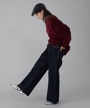 WEGO 【ユニセックス着用ITEM/ウエスト調整可】フレアデニムパンツ デニムインディゴ