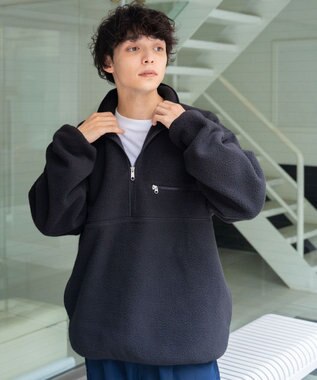 WEGO フリース ハーフZIPプルオーバー ブラック