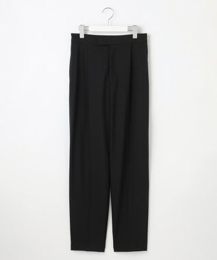 23区 【エステータ】ウールトロドライストレッチ タックテーパード パンツ ブラック